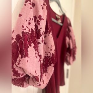 Anthropologie Pink puffer sleeve top 💕